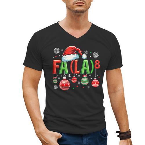 FA LA 8 Christmas Santa FA La Math Teacher Student Men's V-Neck T-Shirt - teacherstshirts.com DE