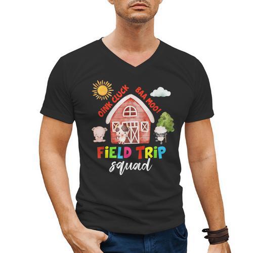 Farm Field Trip Squad Field Day 2025 Teachers Students Men's V-Neck T-Shirt - teacherstshirts.com DE