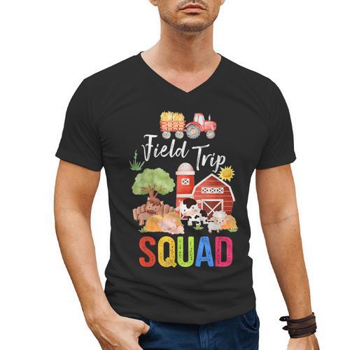 Farm Trip Field Trip Squad Farm Visit Teachers Students Men's V-Neck T-Shirt - teacherstshirts.com AU
