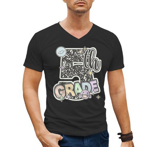First Day Of Fifth Grade Composition Notebook Teacher Men's V-Neck T-Shirt - teacherstshirts.com