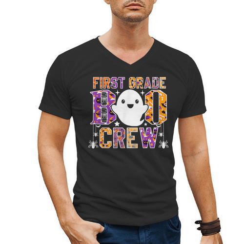 First Grade Boo Crew Teacher Student Halloween Costume Men's V-Neck T-Shirt - teacherstshirts.com DE