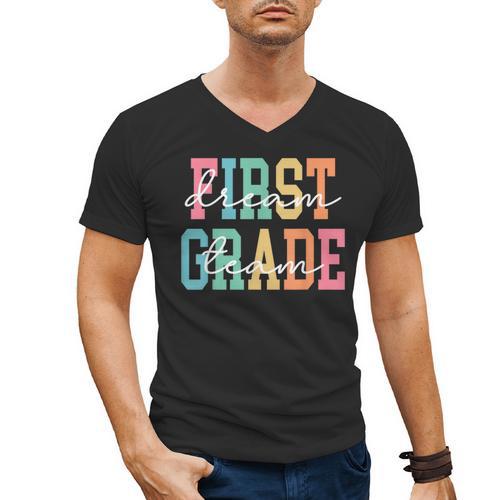 First Grade Dream Team Back To School 1st Grade Teacher Men's V-Neck T-Shirt - teacherstshirts.com AU