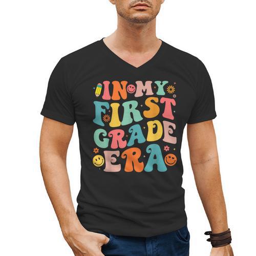 In My First Grade Era 1st Grade Teacher Back To School Men's V-Neck T-Shirt - teacherstshirts.com UK