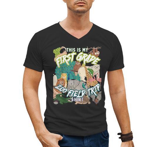 First Grade Zoo Field Trip Matching Student Teacher Class Men's V-Neck T-Shirt - teacherstshirts.com AU