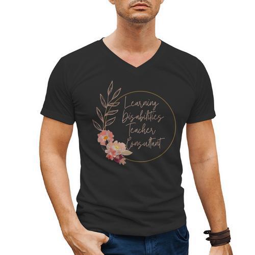 Floral Learning Disabilities Teacher Consultant SPED Teacher Men's V-Neck T-Shirt - teacherstshirts.com DE
