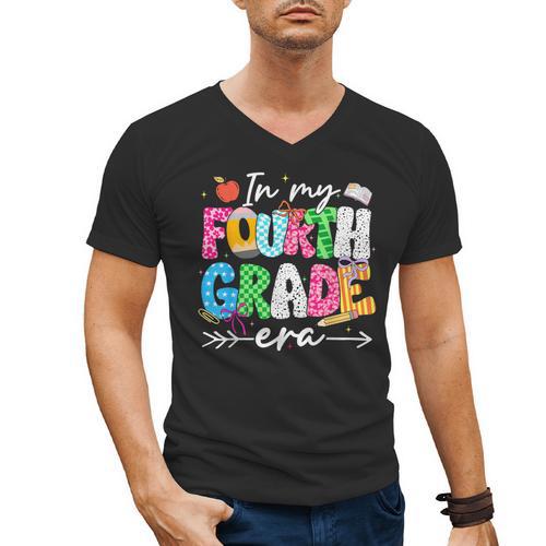 In My Fourth Grade Era 4th Grade Girl Teacher Back To School Men's V-Neck T-Shirt - teacherstshirts.com