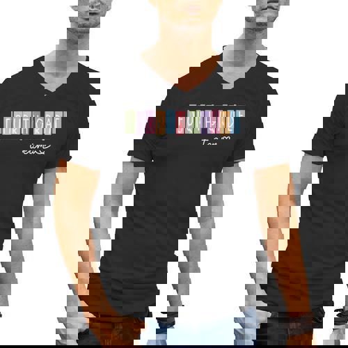 Fourth Grade Team 4th Grade Teacher Girls Boys Men&#x27;s V-Neck T-Shirt - teacherstshirts.com