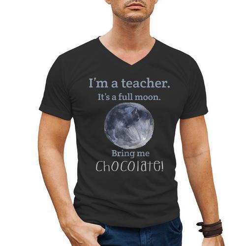 Full Moon Teacher Humor For Men Women Girls Kids Men's V-Neck T-Shirt - teacherstshirts.com