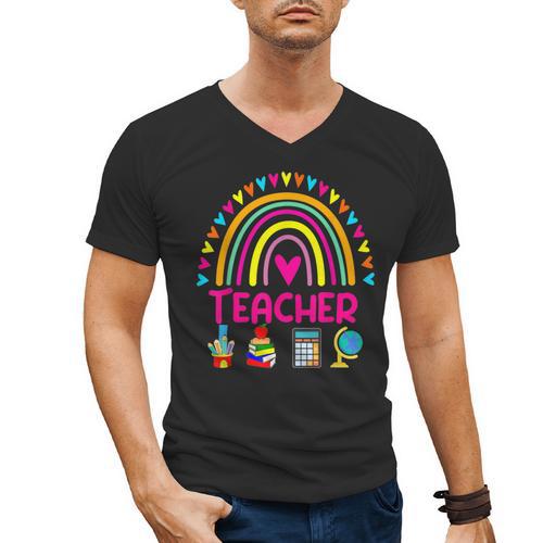 Future Kids Career Teacher Rainbow Boy Girl Graduations Men's V-Neck T-Shirt - teacherstshirts.com CA