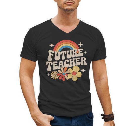 Future Teacher Kids Youth Girls Rainbow Pre-k Kindergarten Men's V-Neck T-Shirt - teacherstshirts.com CA