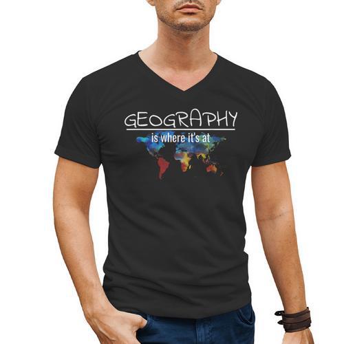 Geography Teacher Earth Day Is Where It's At For Men Women Kids Men's V-Neck T-Shirt - teacherstshirts.com AU