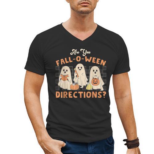 Ghost Are You Fall-O-Ween Directions Teacher Halloween Men's V-Neck T-Shirt - teacherstshirts.com AU