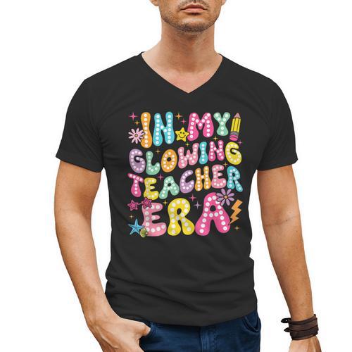In My Glowing Teacher Era Teaching Back To School Men's V-Neck T-Shirt - teacherstshirts.com