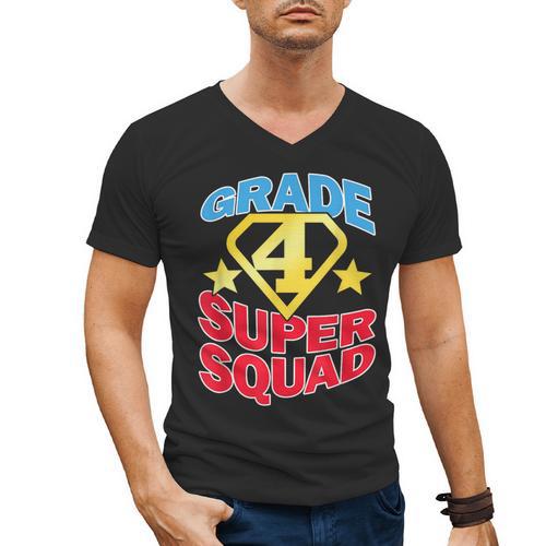 Grade 4 Super Squad Superhero Teacher Team Men's V-Neck T-Shirt - teacherstshirts.com AU