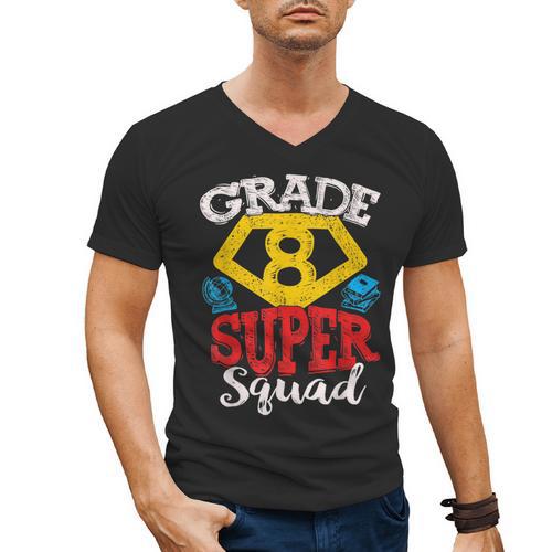 Grade 8 Super Squad Superhero Teacher Team Men's V-Neck T-Shirt - teacherstshirts.com AU