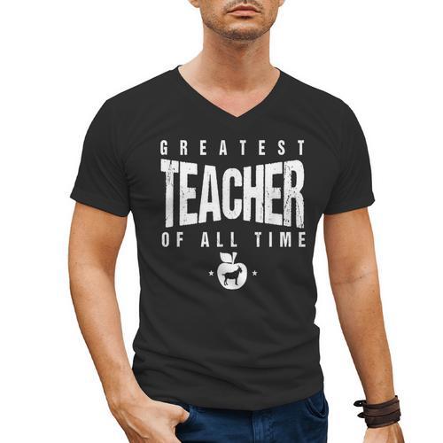 Greatest Teacher Of All Time Teachers Day 1 Teacher Goat Men's V-Neck T-Shirt - teacherstshirts.com AU