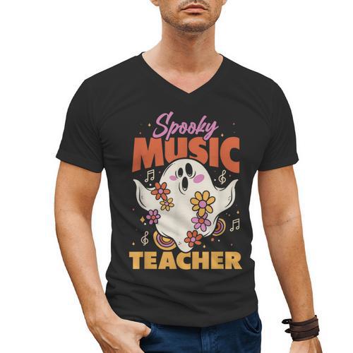 Groovy Faboolous Spooky Music Teacher Halloween Men Women Men's V-Neck T-Shirt - teacherstshirts.com DE