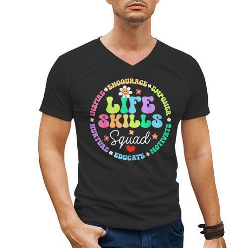 Groovy Life Skills Squad Teacher Special Ed SPED Team Crew Men's V-Neck T-Shirt - teacherstshirts.com AU