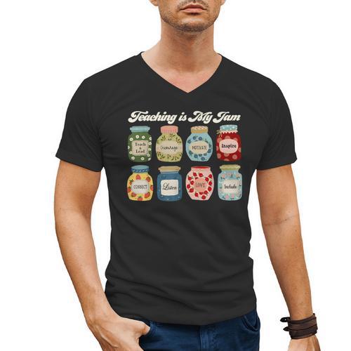 Groovy Teaching Is My Jam Teacher Appreciation Men's V-Neck T-Shirt - teacherstshirts.com AU