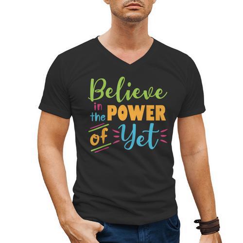 Growth Mindset Teacher Believe In The Power Of Yet Men's V-Neck T-Shirt - teacherstshirts.com AU