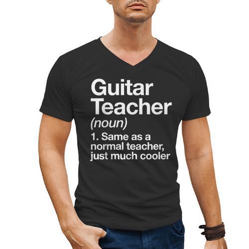 Guitar Teacher Definition Musician Music Men Women Girls Kids Men's V-Neck T-Shirt - teacherstshirts.com CA
