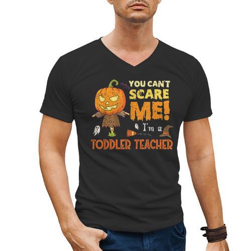Halloween You Can't Scare Toddler Teacher For Men Women Men's V-Neck T-Shirt - teacherstshirts.com CA