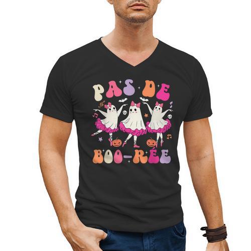 Halloween Dance Teacher Pas De Boo-Ree Ghost Ballet Dancer Men's V-Neck T-Shirt - teacherstshirts.com DE