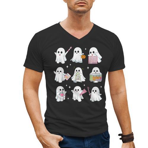 Halloween Ghost Speech Therapy SLP Fall Teacher Tee Men's V-Neck T-Shirt - teacherstshirts.com CA