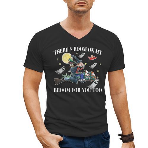 Halloween There's Room On My Broom For You Too Teacher Men's V-Neck T-Shirt - teacherstshirts.com AU