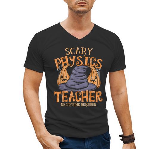 Halloween Scary Physics Teacher No Costume Required Women Men's V-Neck T-Shirt - teacherstshirts.com DE