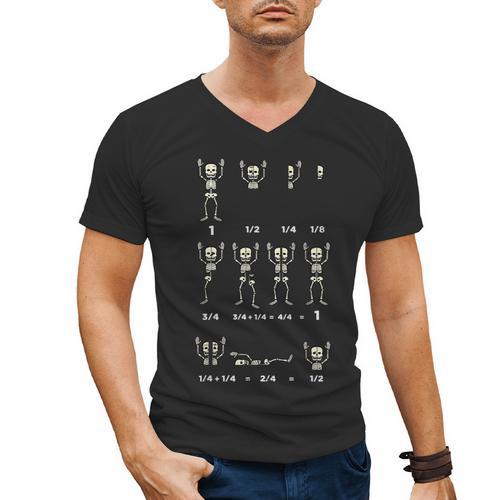 Halloween Skeleton Math Fraction Teacher Men Women Men's V-Neck T-Shirt - teacherstshirts.com DE