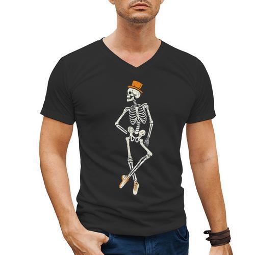 Halloween Skeleton Tap Dance Ballet Dance Teacher Men's V-Neck T-Shirt - teacherstshirts.com CA
