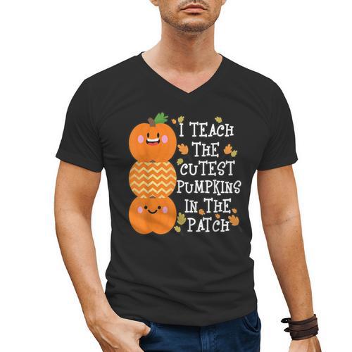 Halloween Teacher Shirt I Teach The Cutest Pumpkins In Patch Men Women Kids Men's V-Neck T-Shirt - teacherstshirts.com CA