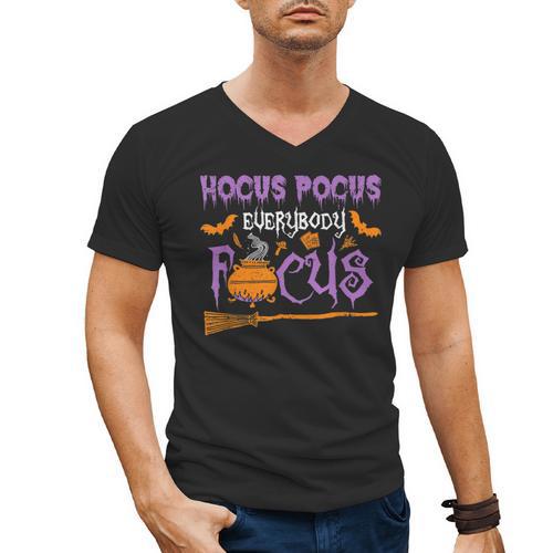 Halloween Teacher Or Student Hocus Pocus Everybody Focus For Men Women Kids Men's V-Neck T-Shirt - teacherstshirts.com DE