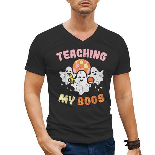 Halloween Teacher Teaching My Boos Costume Teacher Men Women Men's V-Neck T-Shirt - teacherstshirts.com AU
