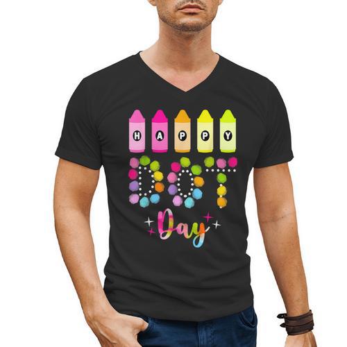 Happy Dot Day 2025 Teacher Kids Girls Colorful Polka Dot Day Men's V-Neck T-Shirt - teacherstshirts.com