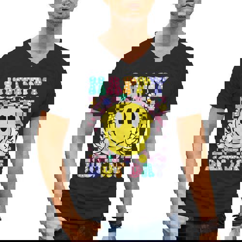 Happy Dot Day Shirts Teacher Student Girls Kids Smile Face Men&#x27;s V-Neck T-Shirt - teacherstshirts.com