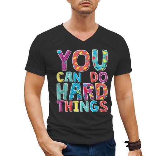 You Can Do Hard Things School Student Teachers Men's V-Neck T-Shirt - teacherstshirts.com AU