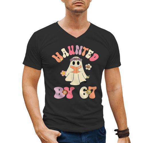 Haunted By 67 Meme Six Seven 6 7 Halloween Teachers Men's V-Neck T-Shirt - teacherstshirts.com AU