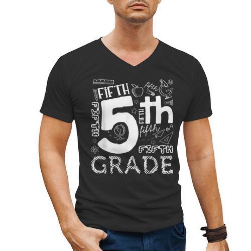 Hello 5th Grade Here I Come Teacher Fifth Grade Boys Girls Men's V-Neck T-Shirt - teacherstshirts.com AU