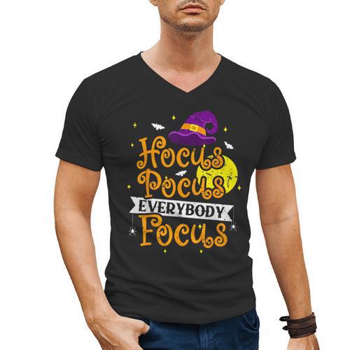 Hocus Pocus Everybody Focus Halloween Teacher Men Women Kids Men's V-Neck T-Shirt - teacherstshirts.com DE