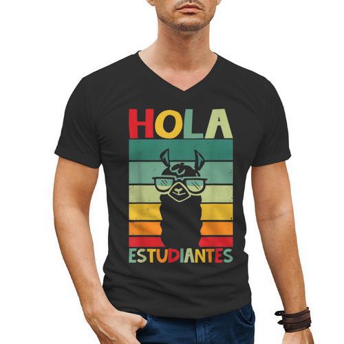 Hola Estudiantes Spanish Teacher Back To School 2025 Men's V-Neck T-Shirt - teacherstshirts.com DE