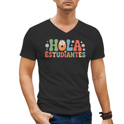 Hola Estudiantes Spanish Teacher Men's V-Neck T-Shirt - teacherstshirts.com DE