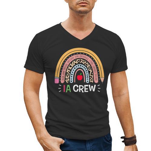IA Crew Instructional Assistant Rainbow Teachers Aide Men's V-Neck T-Shirt - teacherstshirts.com UK