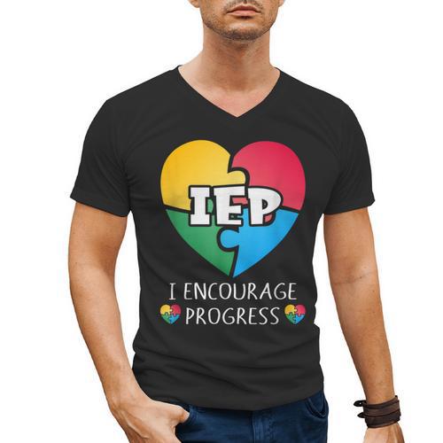 IEP I Encourage Progress Special Education School Teacher Men's V-Neck T-Shirt - teacherstshirts.com UK