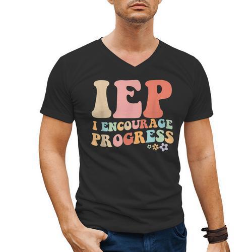 IEP I Encourage Progress Special Education Teacher Graphics Men's V-Neck T-Shirt - teacherstshirts.com AU