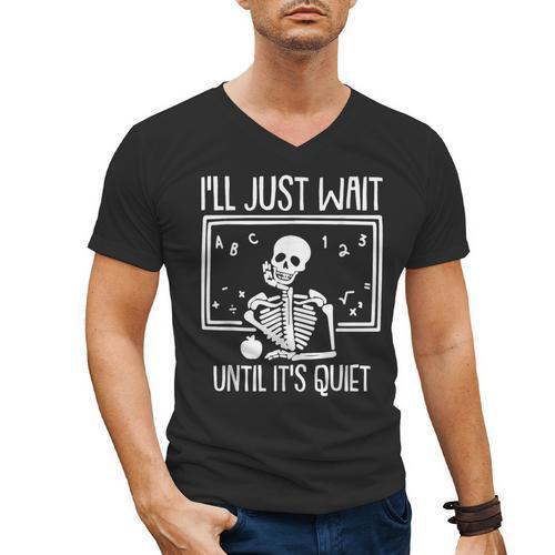 Ill Just Wait Until Its Quiet Teacher Lazy Halloween Costume Men's V-Neck T-Shirt - teacherstshirts.com DE