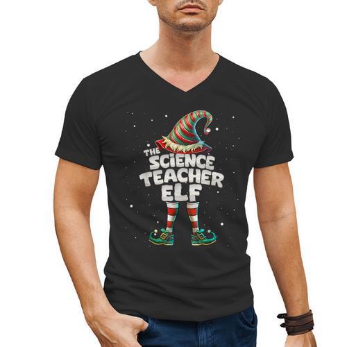 I'm The Science Teacher Elf Family Matching Group Christmas Men's V-Neck T-Shirt - teacherstshirts.com DE