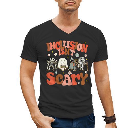 Inclusion Isn't Scary SLP Sped Teacher Halloween Men's V-Neck T-Shirt - teacherstshirts.com DE