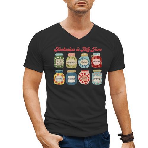 Inclusion Is My Jam Special Education Teacher Autism Men's V-Neck T-Shirt - teacherstshirts.com UK